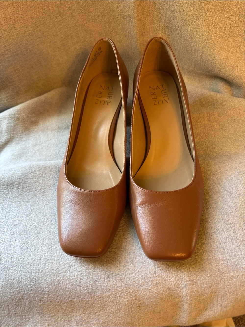 Naturalizer Karina Women's Chestnut Brown Leather Block Heel Pumps - Picture 3 of 5